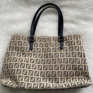 Fendi vintage monogram Zucchino pattern canvas tote bag.